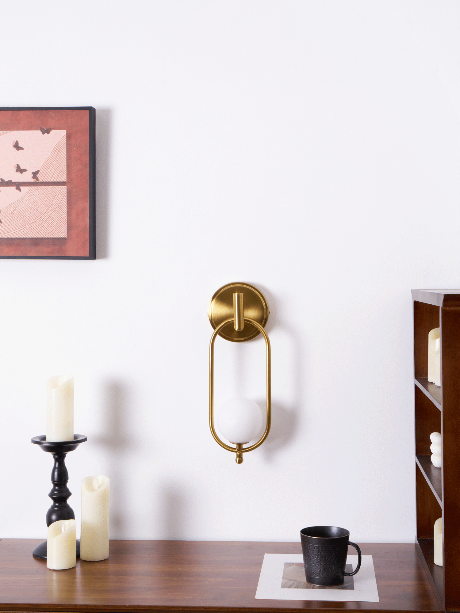 Aurea Brass Wall Light, Hardwired Wall Sconce, detail 17