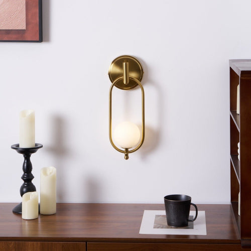 Aurea Brass Wall Light, Hardwired Wall Sconce, detail 2