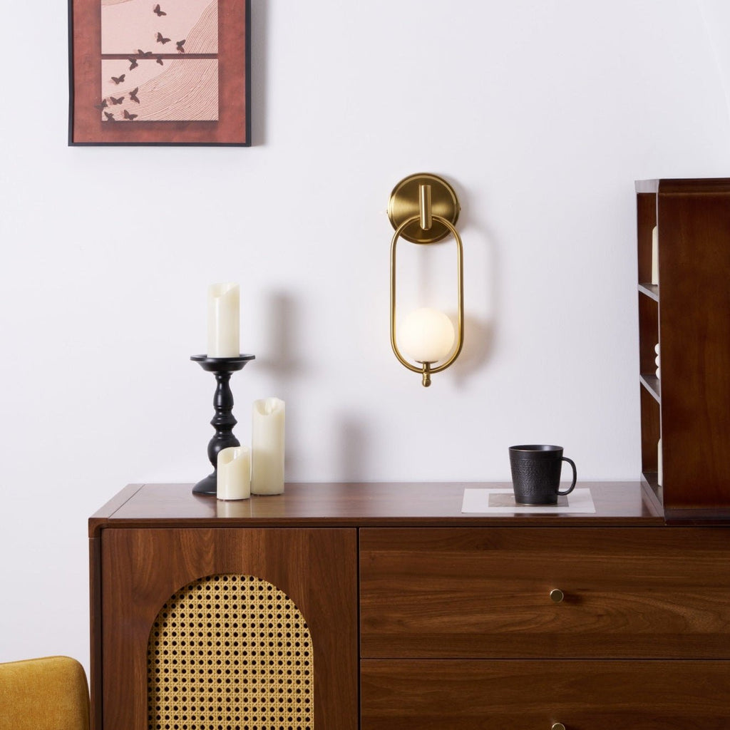 Aurea Brass Wall Light, Hardwired Wall Sconce, detail 34