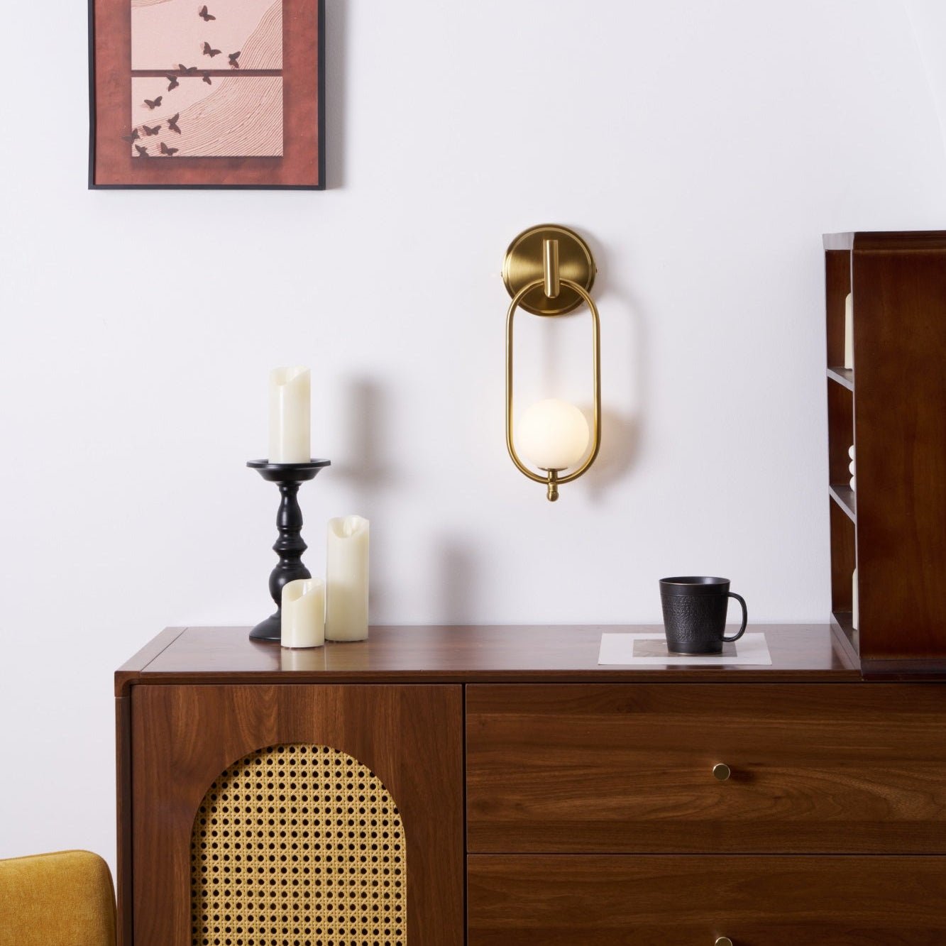 Aurea Brass Wall Light, Hardwired Wall Sconce, detail 34