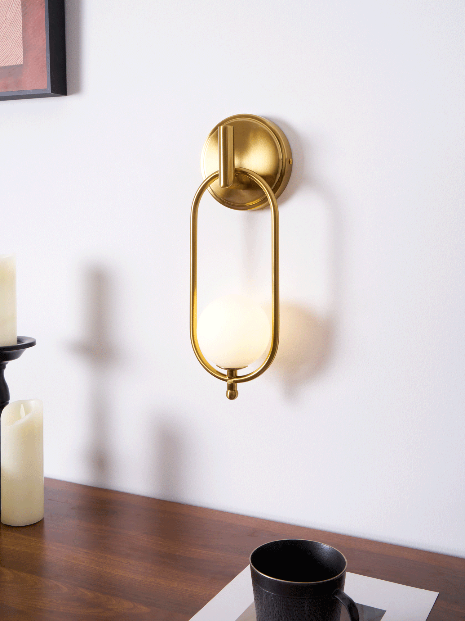 Aurea Brass Wall Light, Hardwired Wall Sconce, detail 15