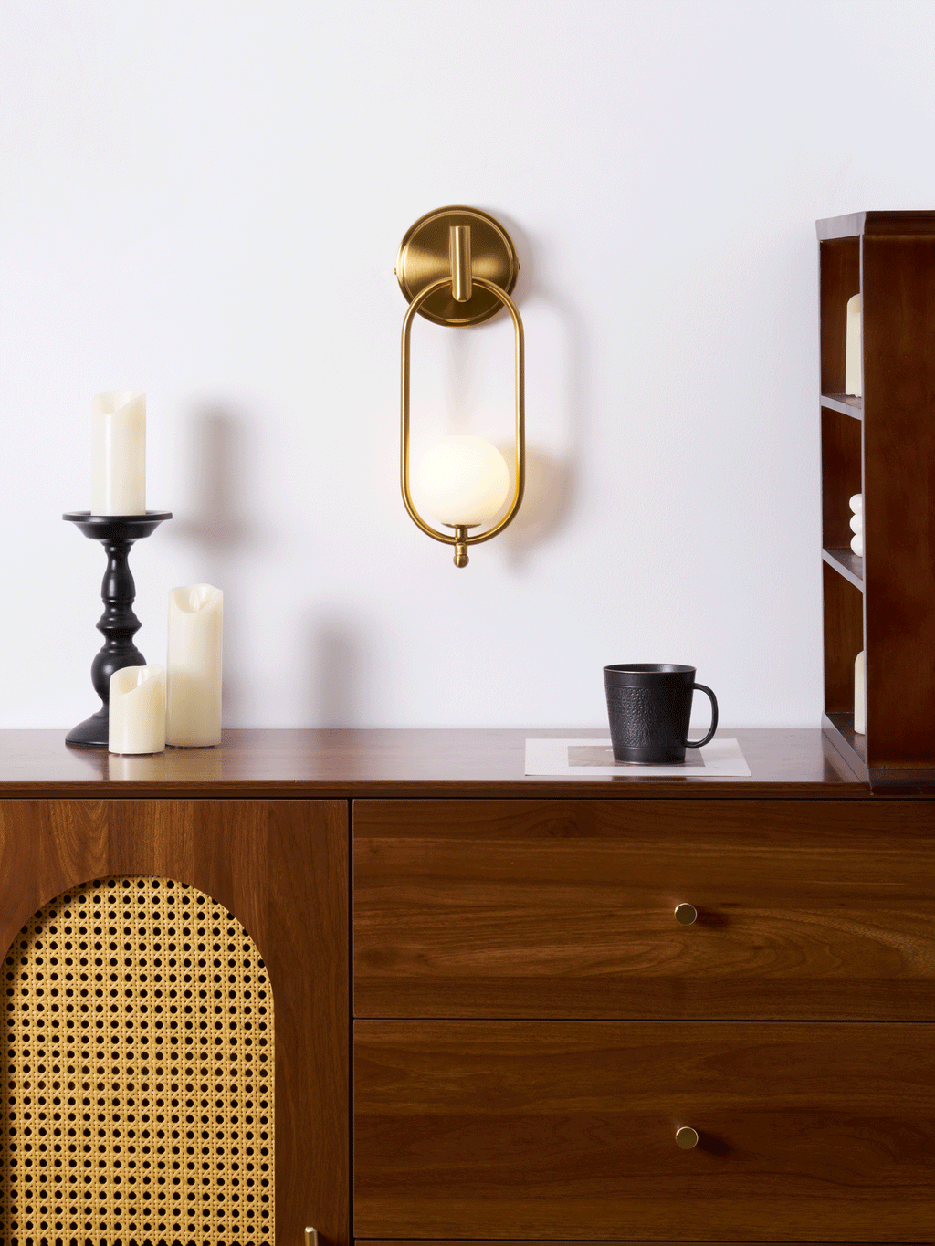 Aurea Brass Wall Light, Hardwired Wall Sconce, detail 16