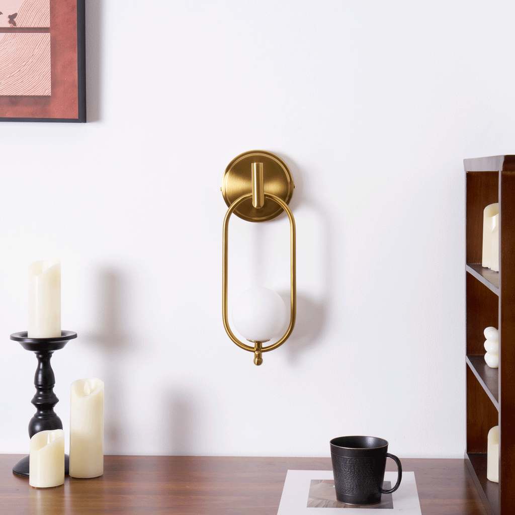Aurea Brass Wall Light, Hardwired Wall Sconce, detail 13