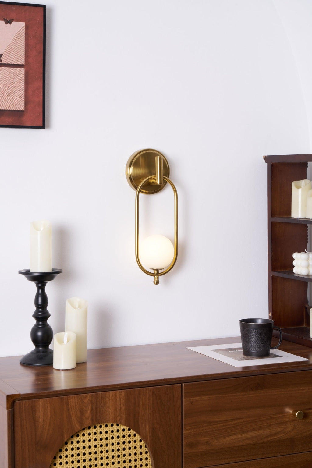 Aurea Brass Wall Light, Hardwired Wall Sconce, detail 38