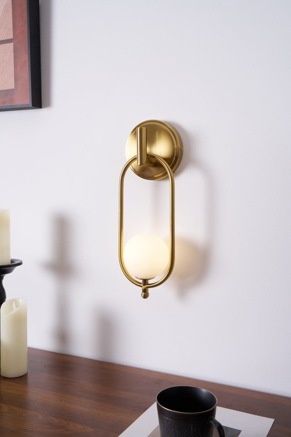 Aurea Brass Wall Light, Hardwired Wall Sconce, detail 39