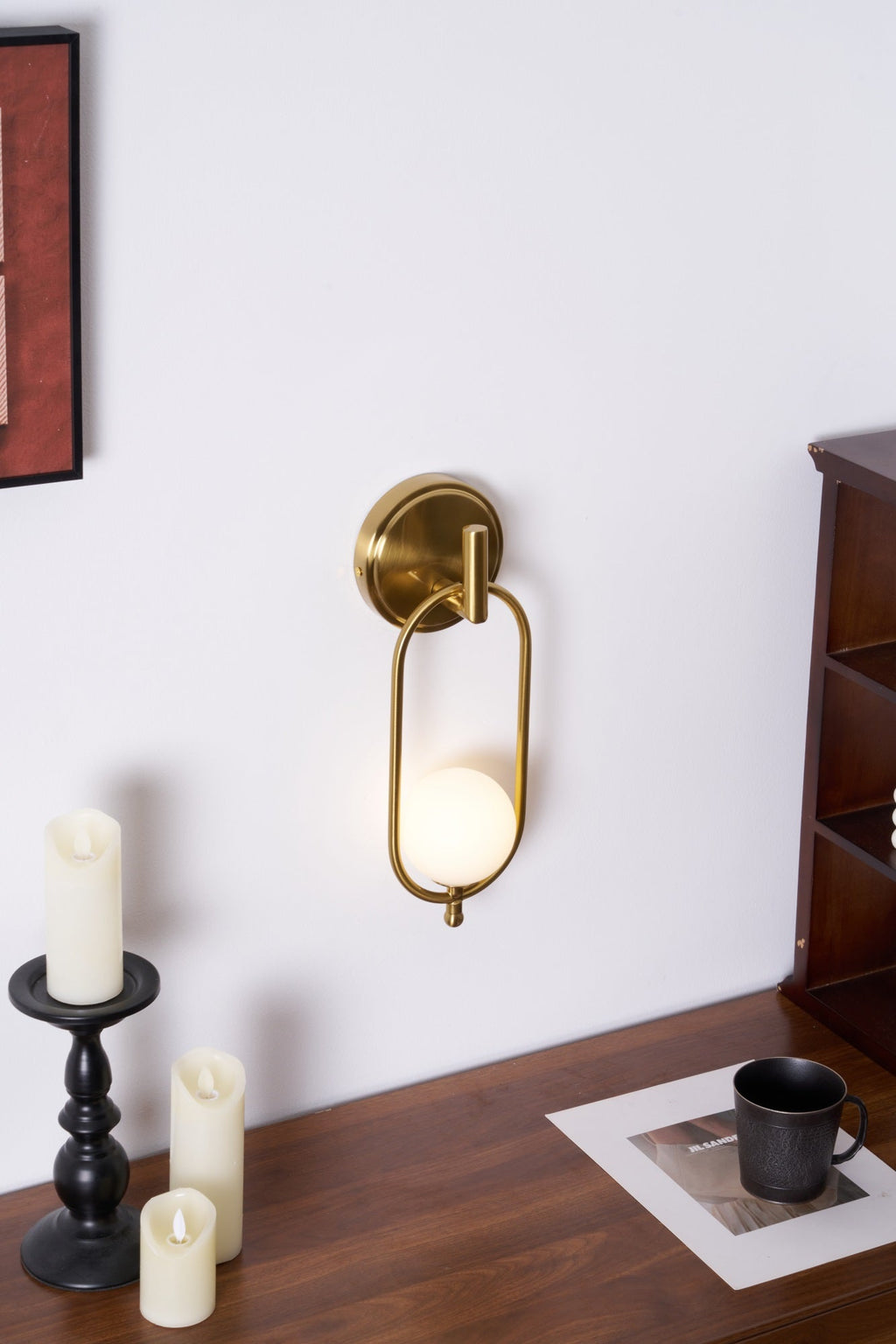 Aurea Brass Wall Light, Hardwired Wall Sconce, detail 40