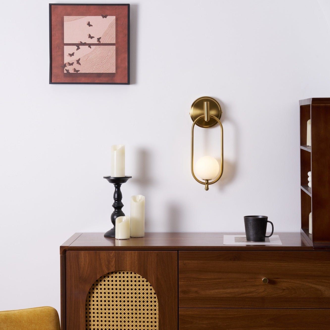 Aurea Brass Wall Light, Hardwired Wall Sconce, detail 41