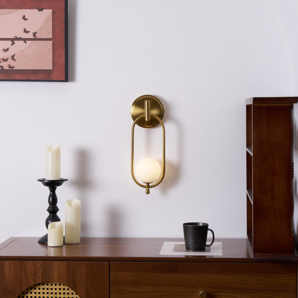 Aurea Brass Wall Light, Hardwired Wall Sconce, detail 42