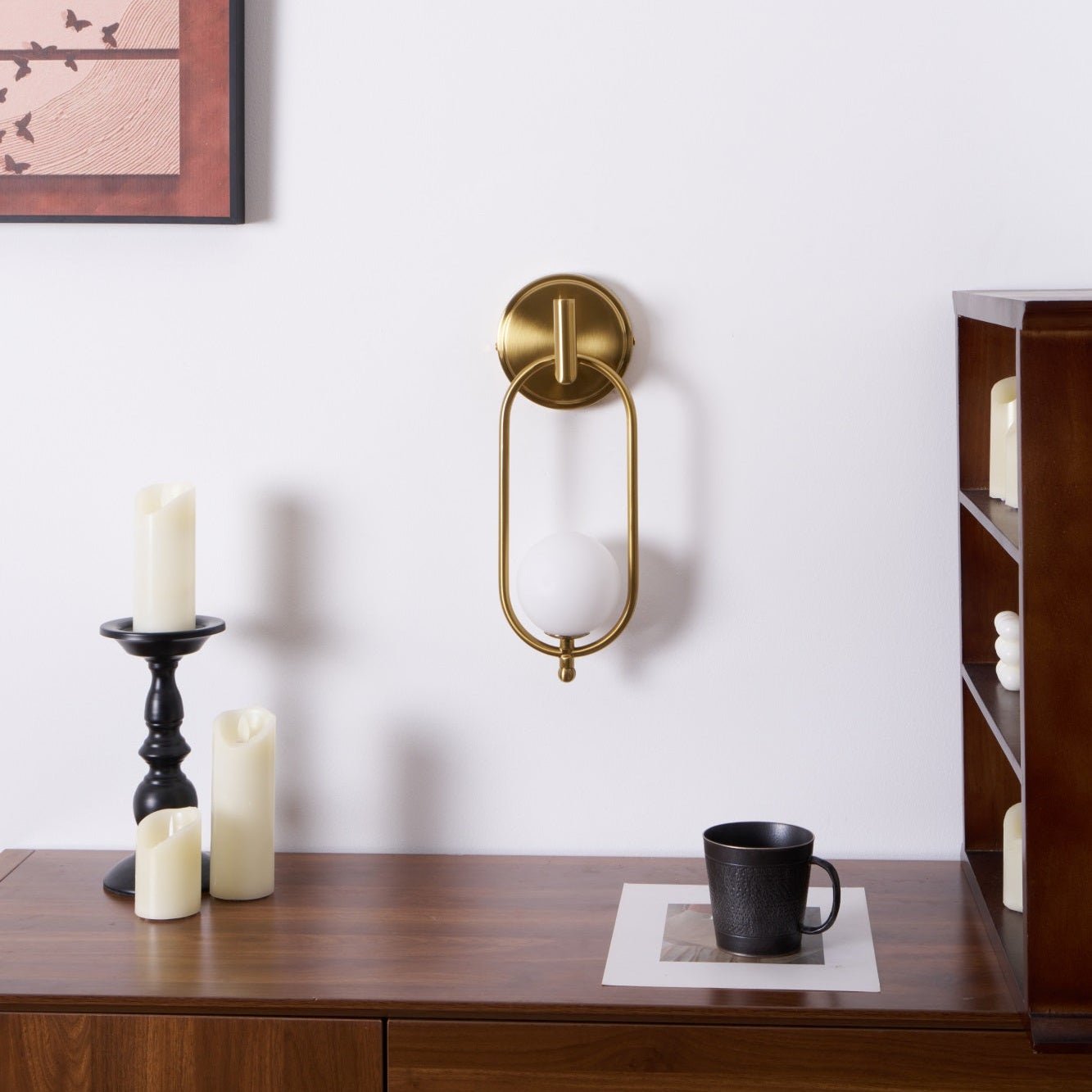 Aurea Brass Wall Light, Hardwired Wall Sconce, detail 44