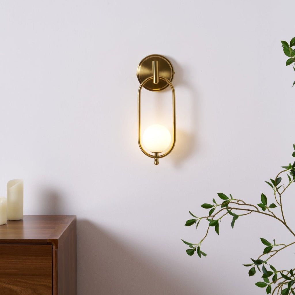 Aurea Brass Wall Light, Hardwired Wall Sconce, detail 31