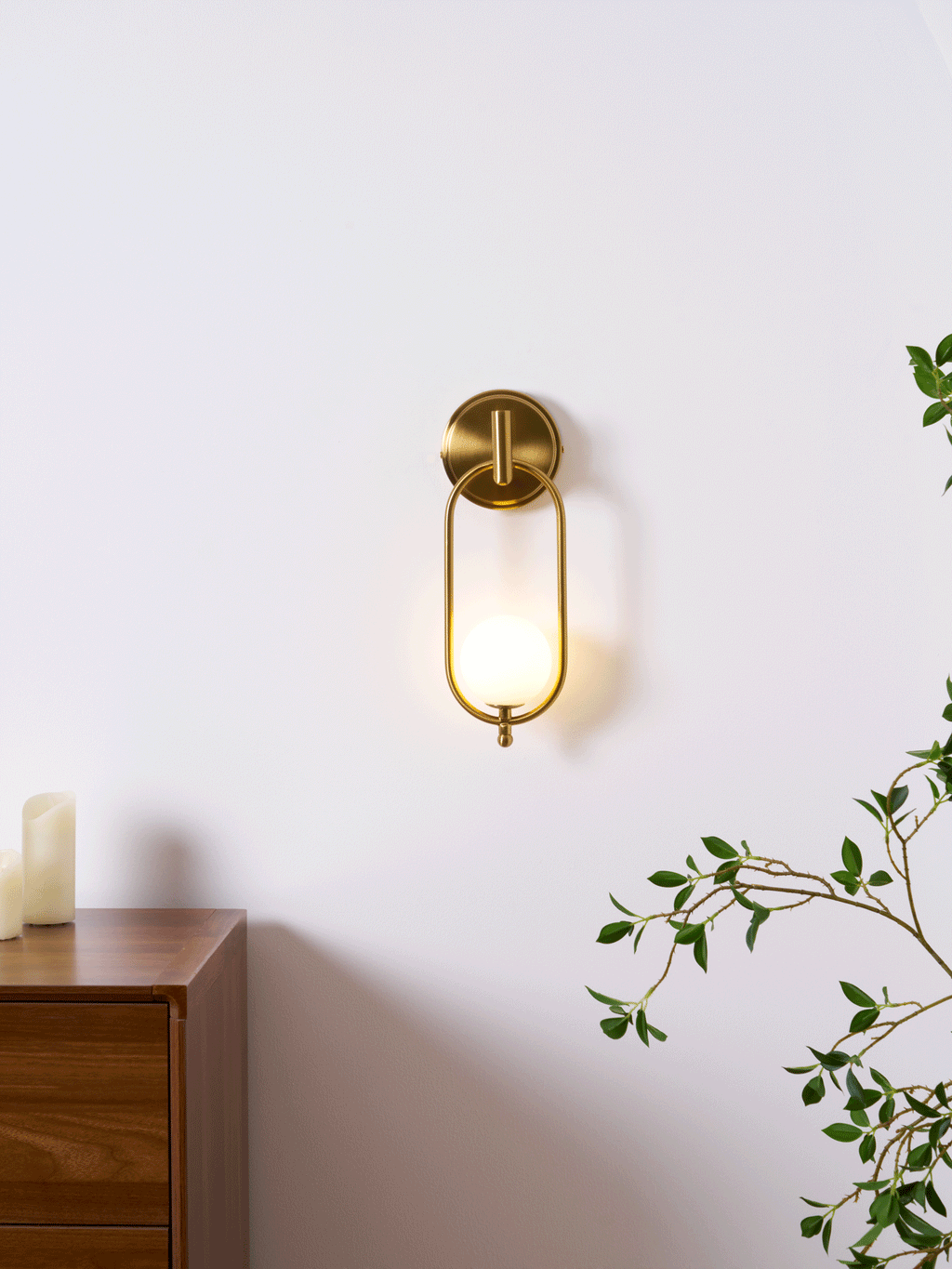 Aurea Brass Wall Light, Hardwired Wall Sconce, detail 21