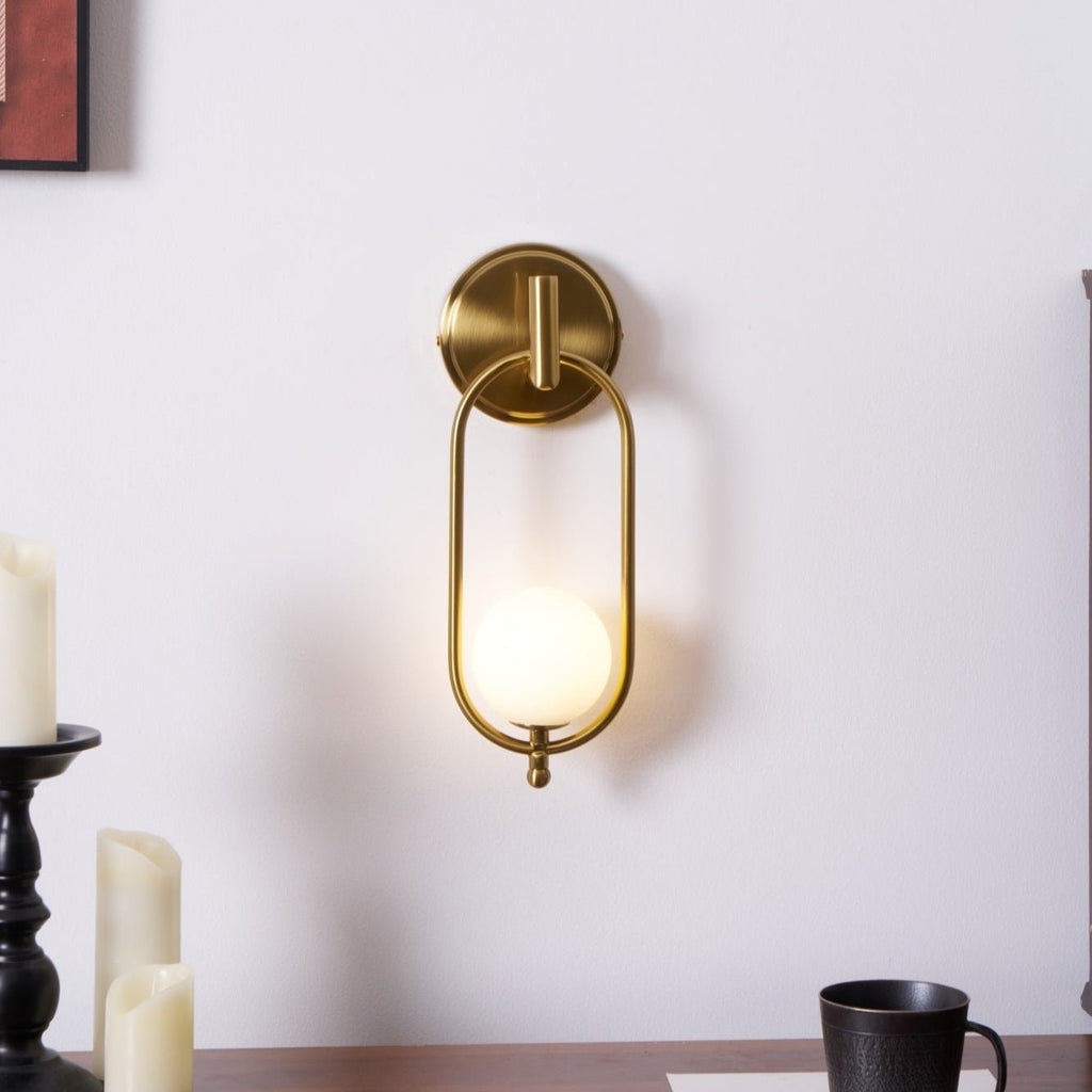 Aurea Brass Wall Light, Hardwired Wall Sconce, detail 11