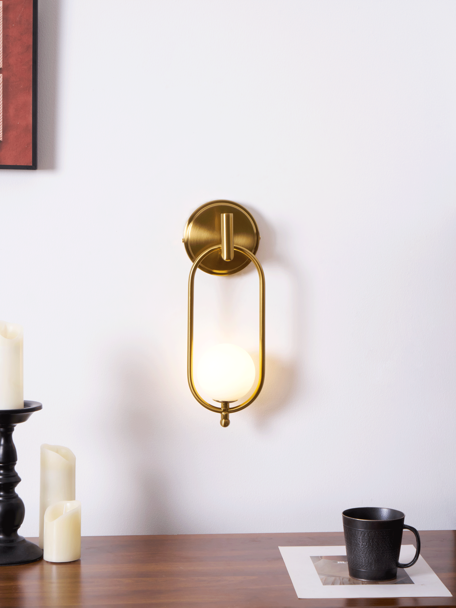 Aurea Brass Wall Light, Hardwired Wall Sconce, detail 22