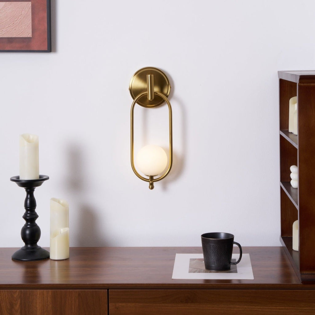 Aurea Brass Wall Light, Hardwired Wall Sconce, detail 32