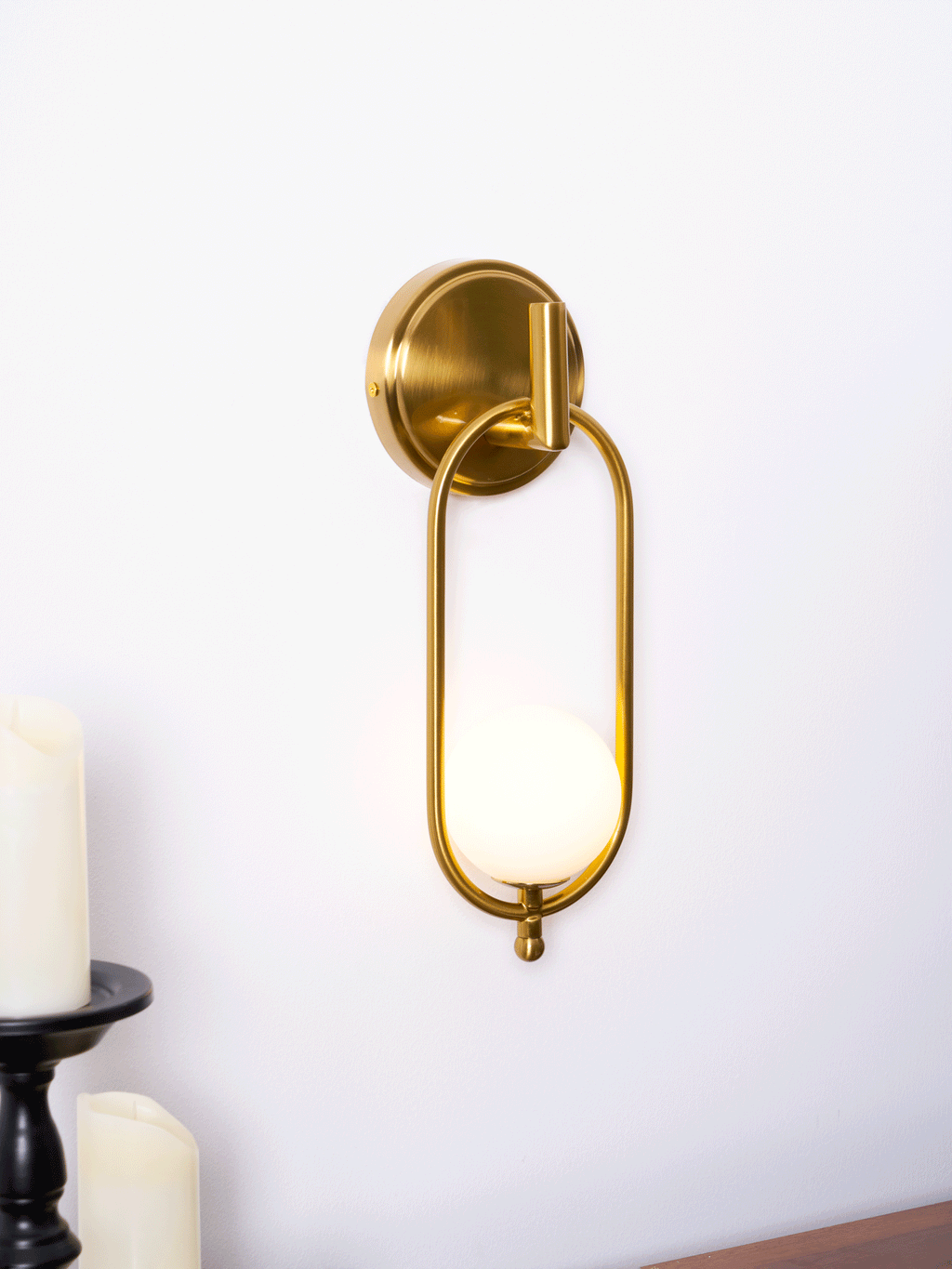 Aurea Brass Wall Light, Hardwired Wall Sconce, detail 23