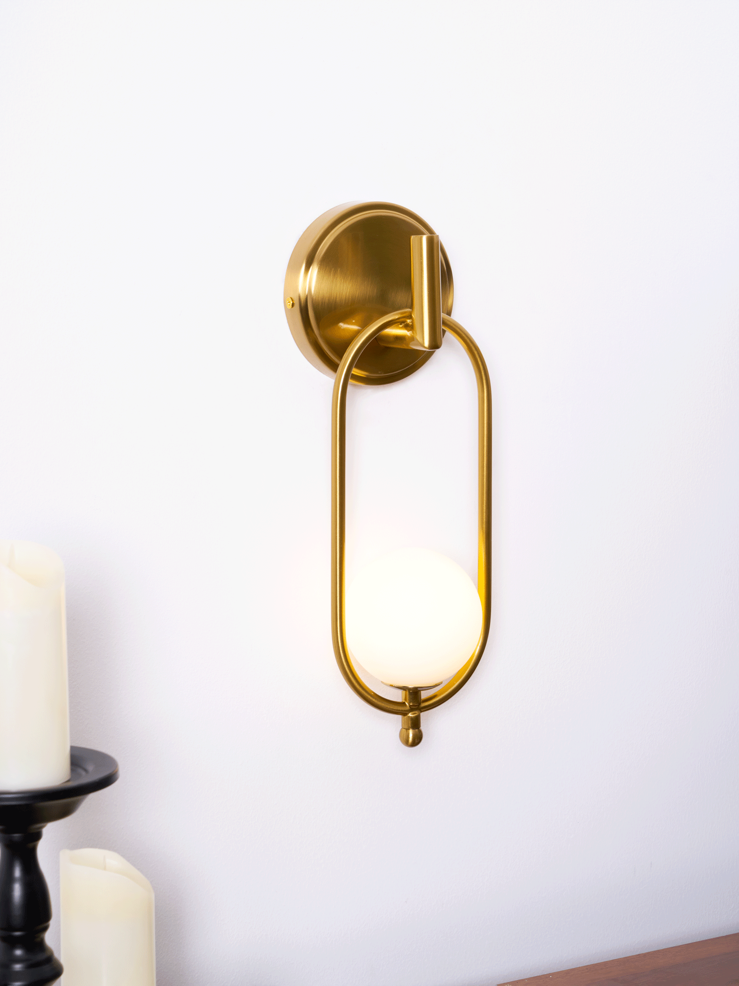 Aurea Brass Wall Light, Hardwired Wall Sconce, detail 23