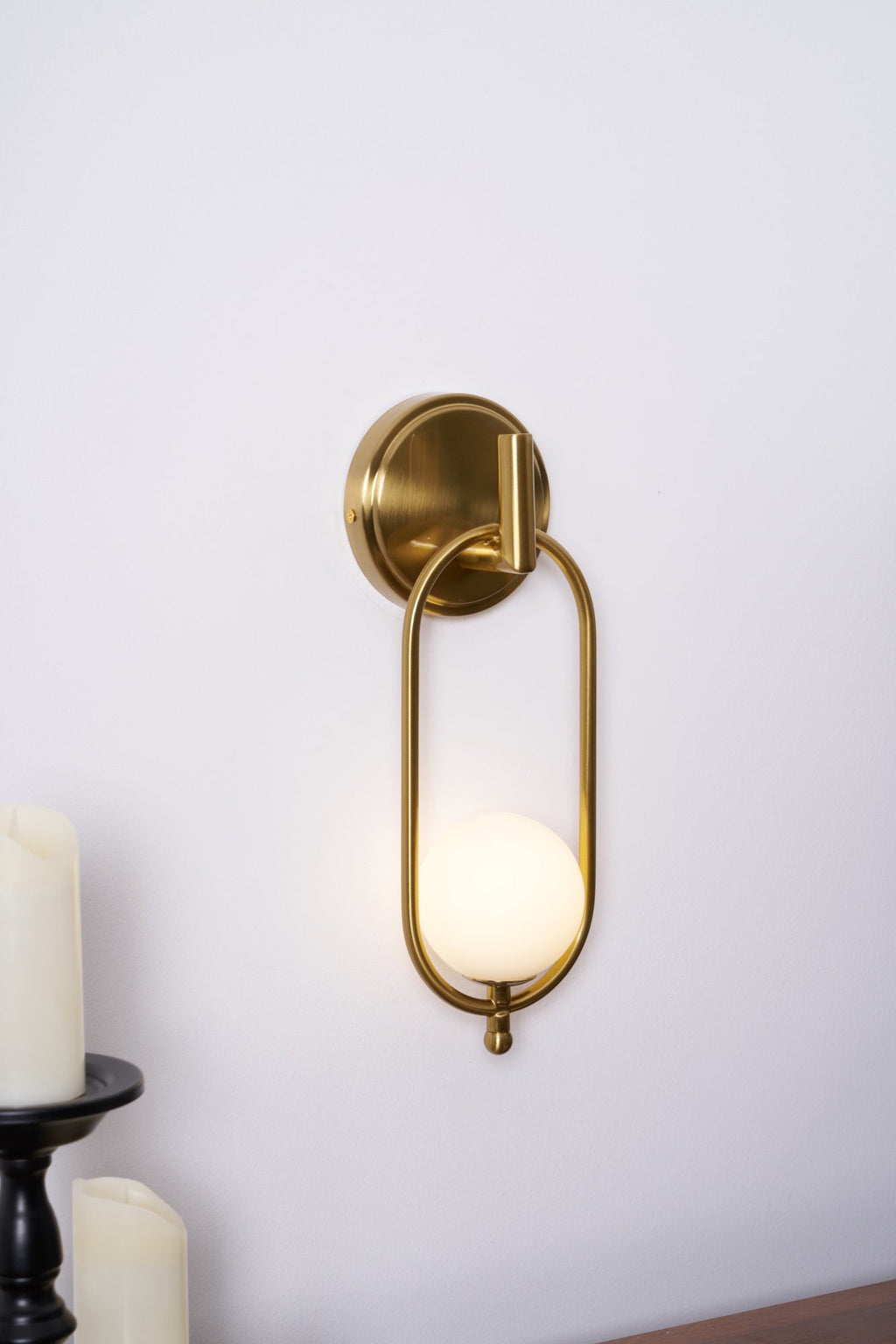 Aurea Brass Wall Light, Hardwired Wall Sconce, detail 33