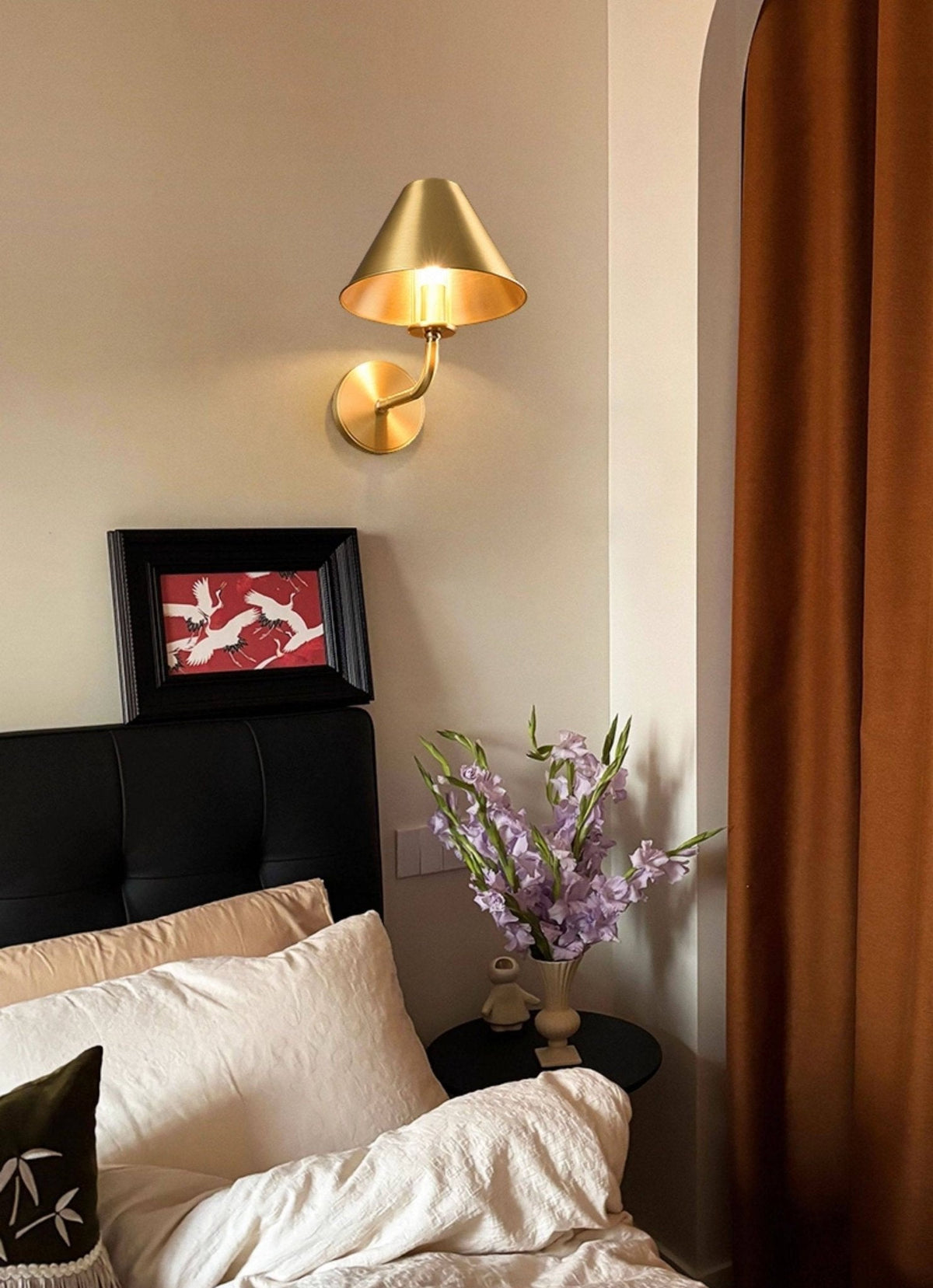Aurelia Brass Wall Light, Hardwired Wall Sconce, detail 4