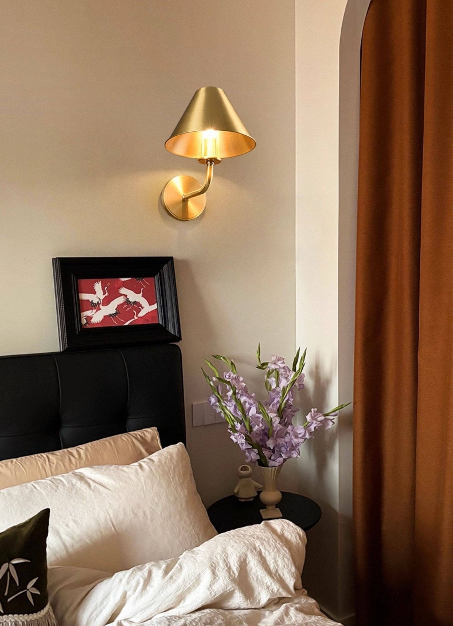 Aurelia Brass Wall Light, Hardwired Wall Sconce, detail 4