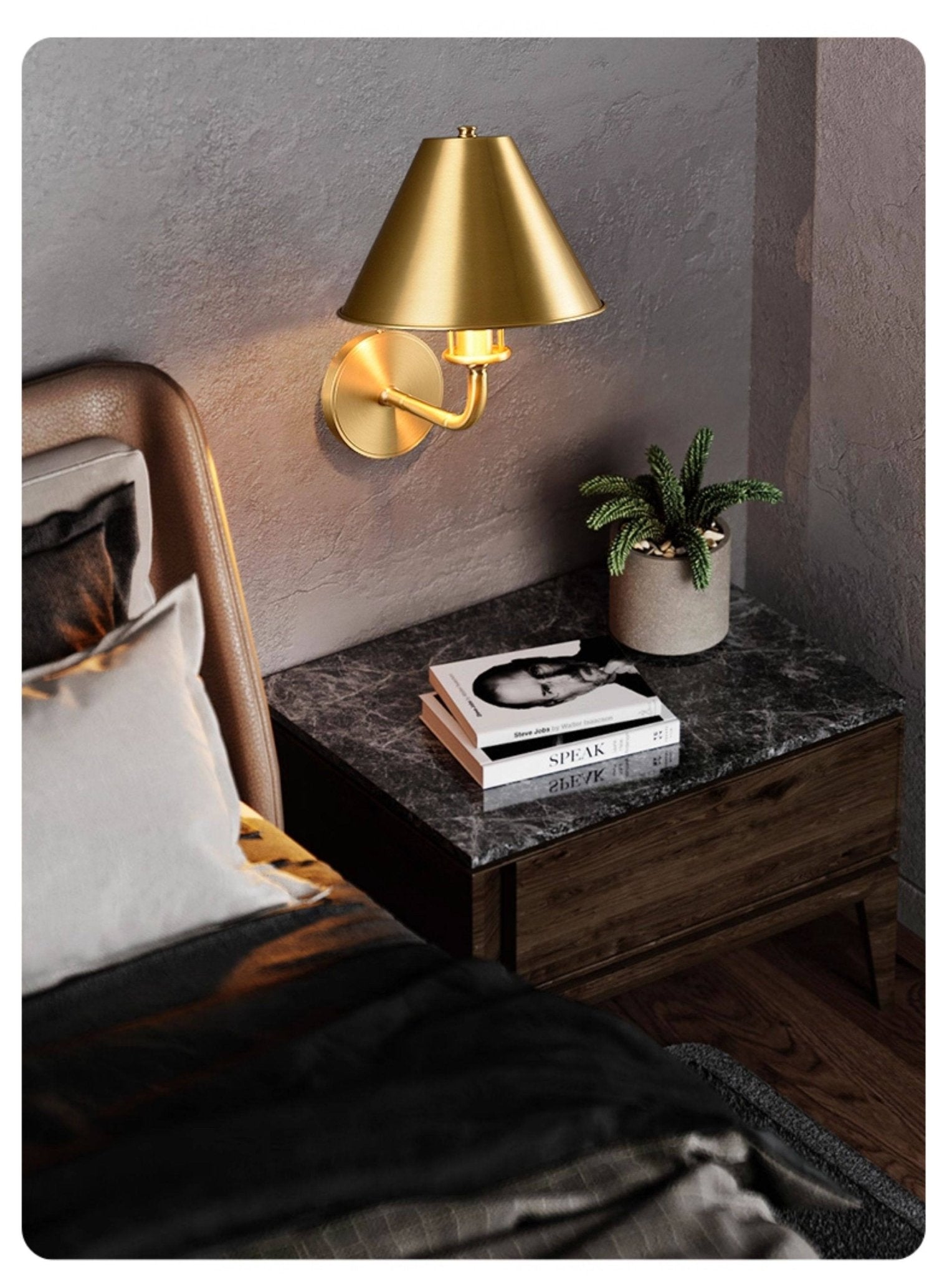 Aurelia Brass Wall Light, Hardwired Wall Sconce, detail 5