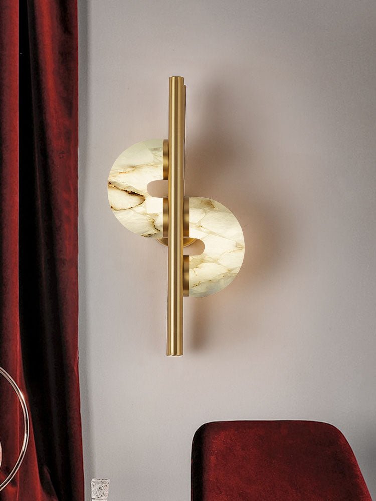 Aurelia Dual Disc Alabaster Wall Light - L 28.3″ x W 19.3″ x H 9.1″ Metal, Hardwired Wall Sconce, detail 12