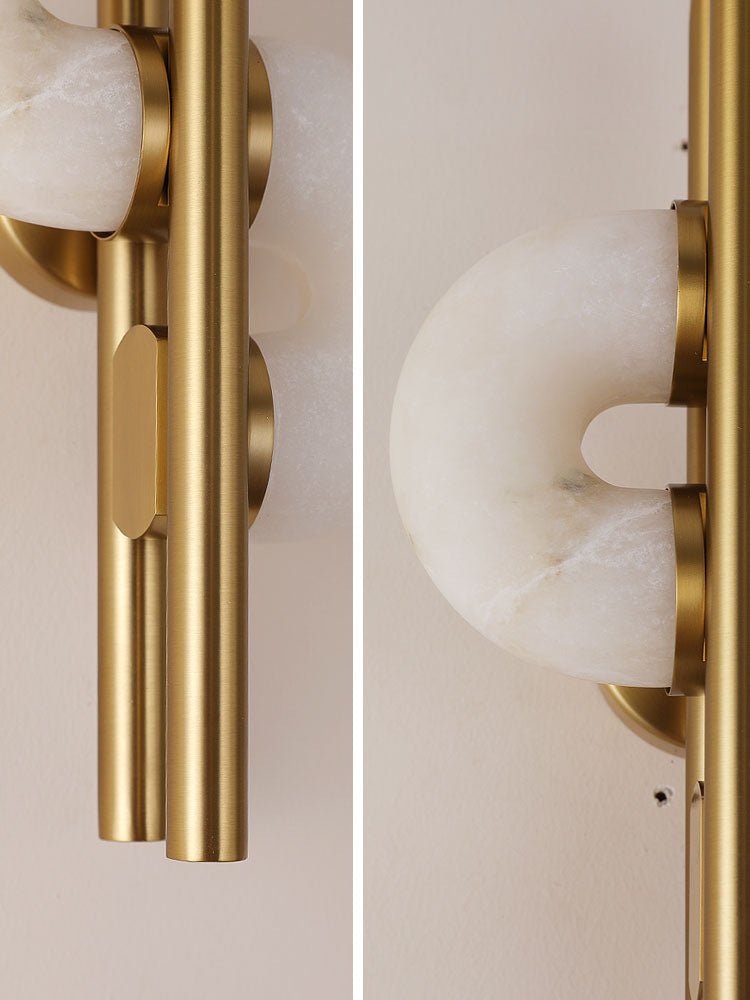 Aurelia Dual Disc Alabaster Wall Light - Dia 20cm x H 40cm Metal, Hardwired Wall Sconce, detail 13