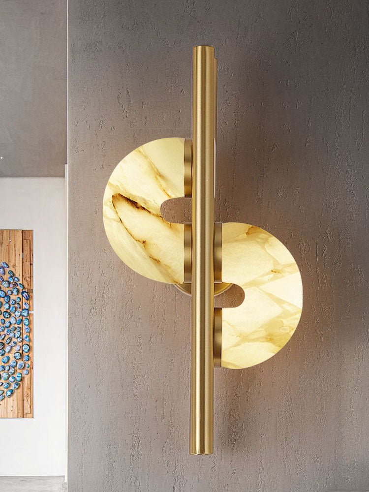 Aurelia Dual Disc Alabaster Wall Light - L 28.3″ x W 19.3″ x H 9.1″ Metal, Hardwired Wall Sconce, detail 14