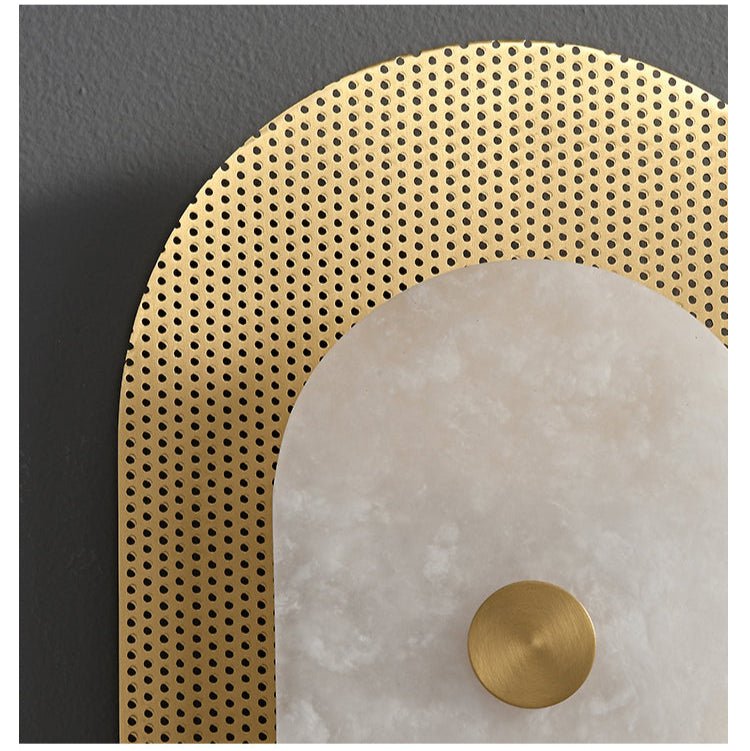 Aurelia Perforated Alabaster Wall Light - Dia 20cm x H 60cm Metal, Hardwired Wall Sconce, detail 10