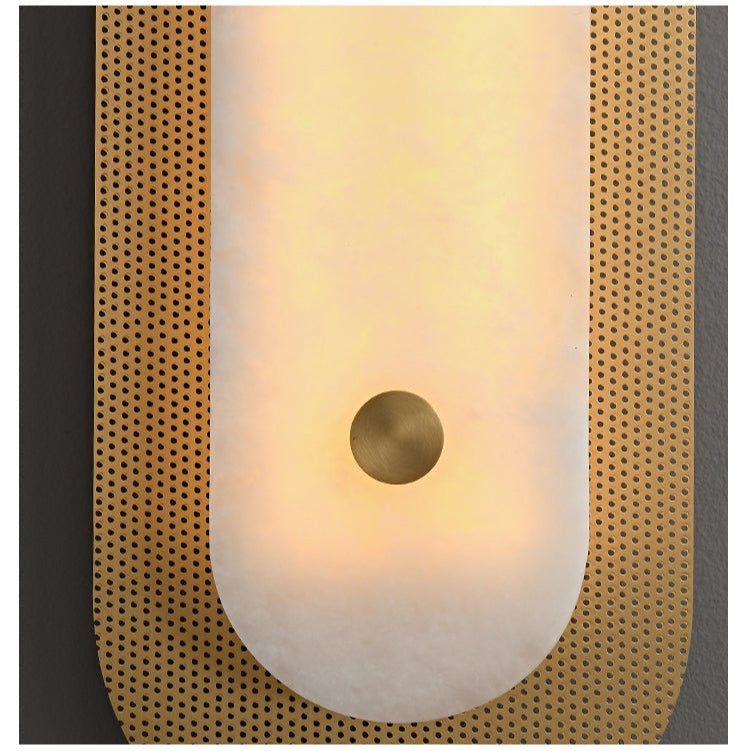 Aurelia Perforated Alabaster Wall Light - Dia 20cm x H 60cm Metal, Hardwired Wall Sconce, detail 9