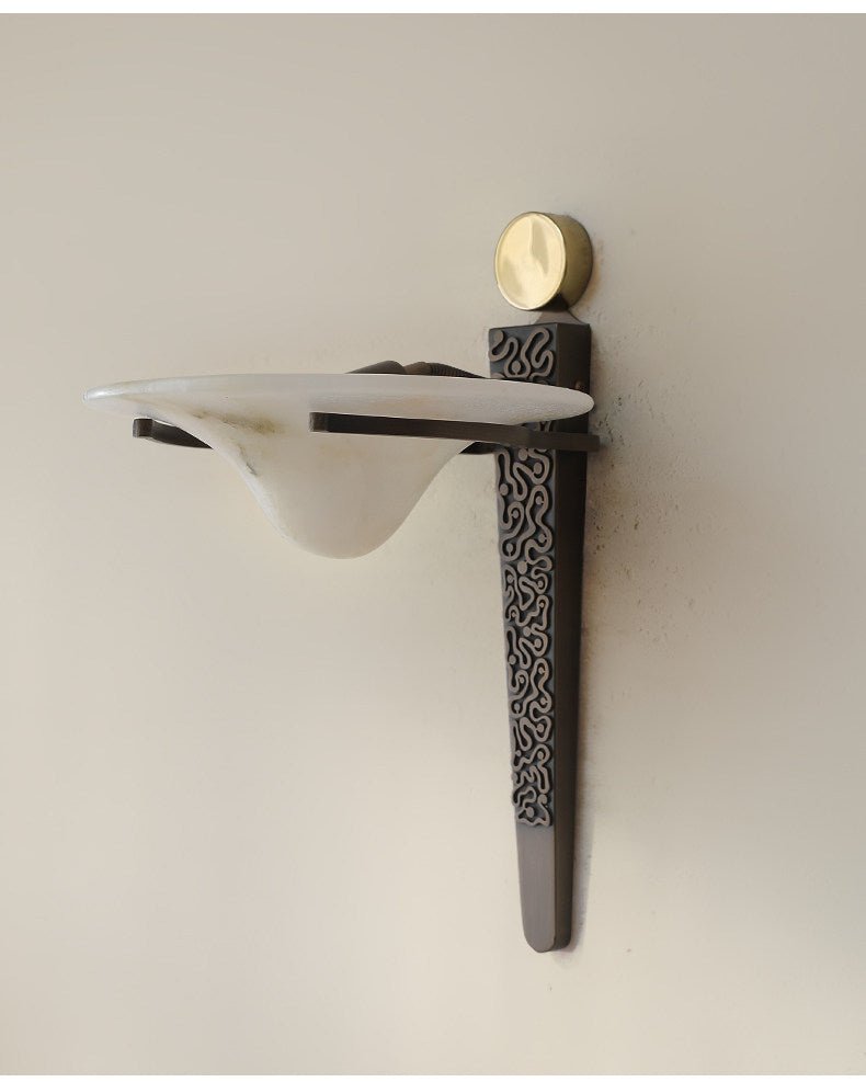 Aurelian Crest Alabaster Wall Light, Hardwired Wall Sconce, detail 13