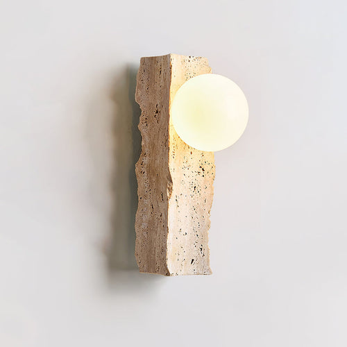 Aureum Wall Light, Hardwired Wall Sconce, Yellow Travertine, Dia 8.5cm x H 32cm