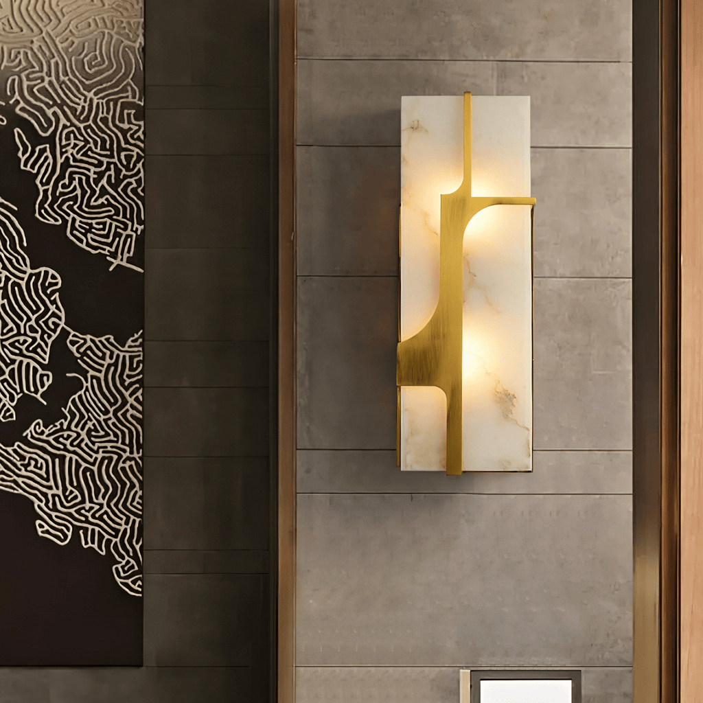Aurevon Alabaster Wall Light, Hardwired Wall Sconce, detail 2