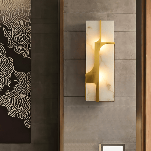 Aurevon Alabaster Wall Light, Hardwired Wall Sconce, detail 2