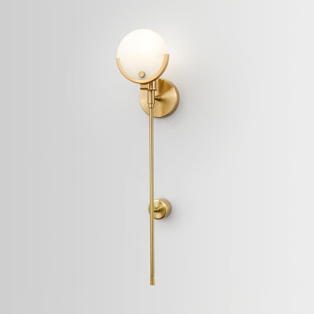 Ava Brass Alabaster Wall Light, Hardwired Wall Sconce, detail 11