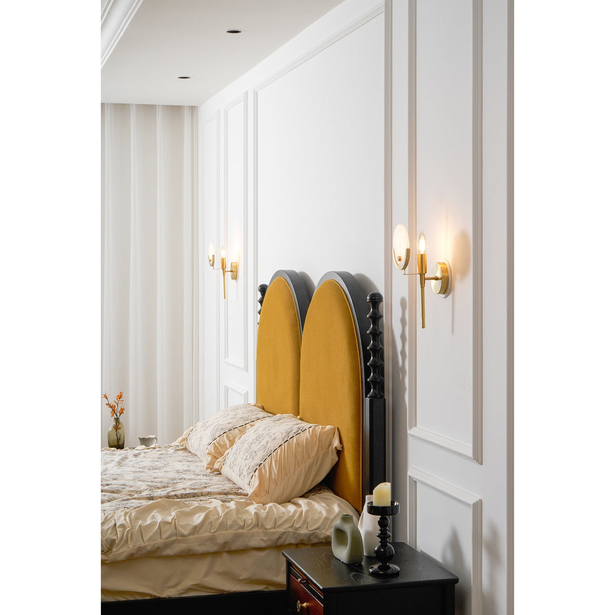 Ava Brass Alabaster Wall Light, Hardwired Wall Sconce, detail 38