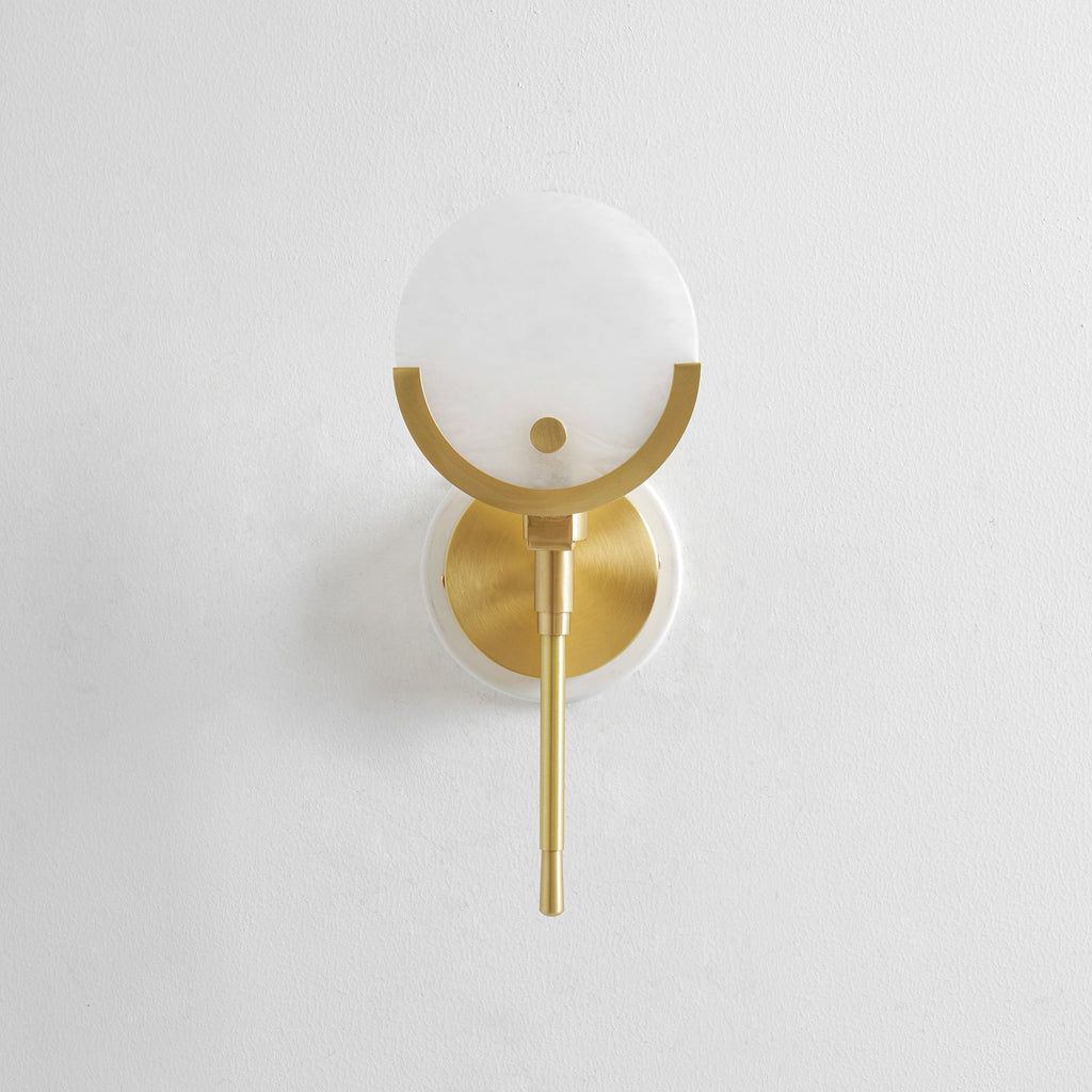 Ava Brass Alabaster Wall Light, Hardwired Wall Sconce, detail 39