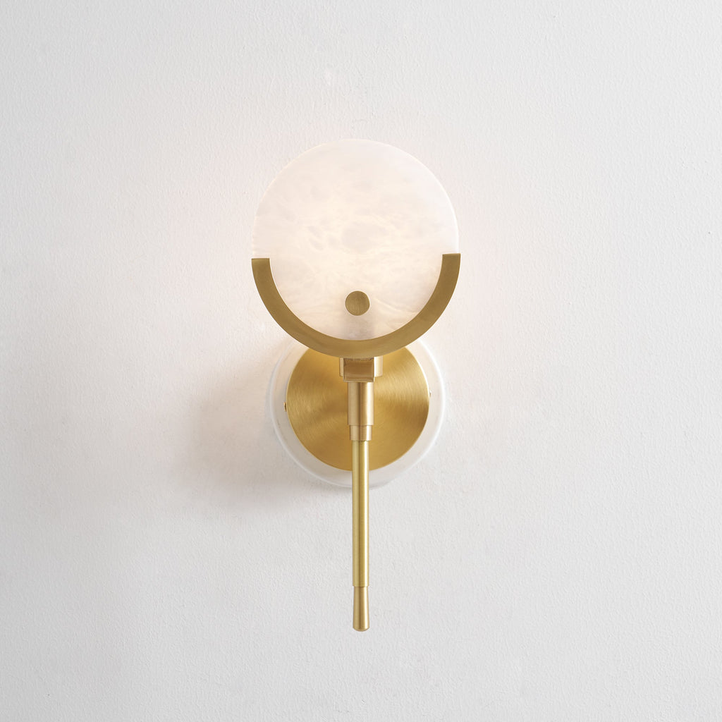Ava Brass Alabaster Wall Light, Hardwired Wall Sconce, detail 41