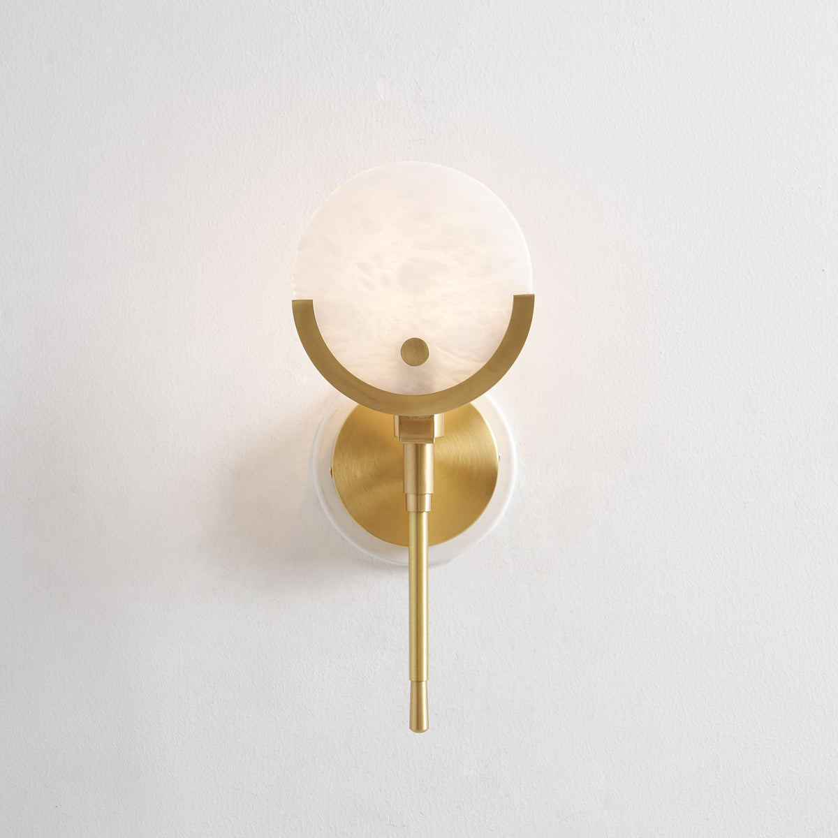 Ava Brass Alabaster Wall Light, Hardwired Wall Sconce, detail 41