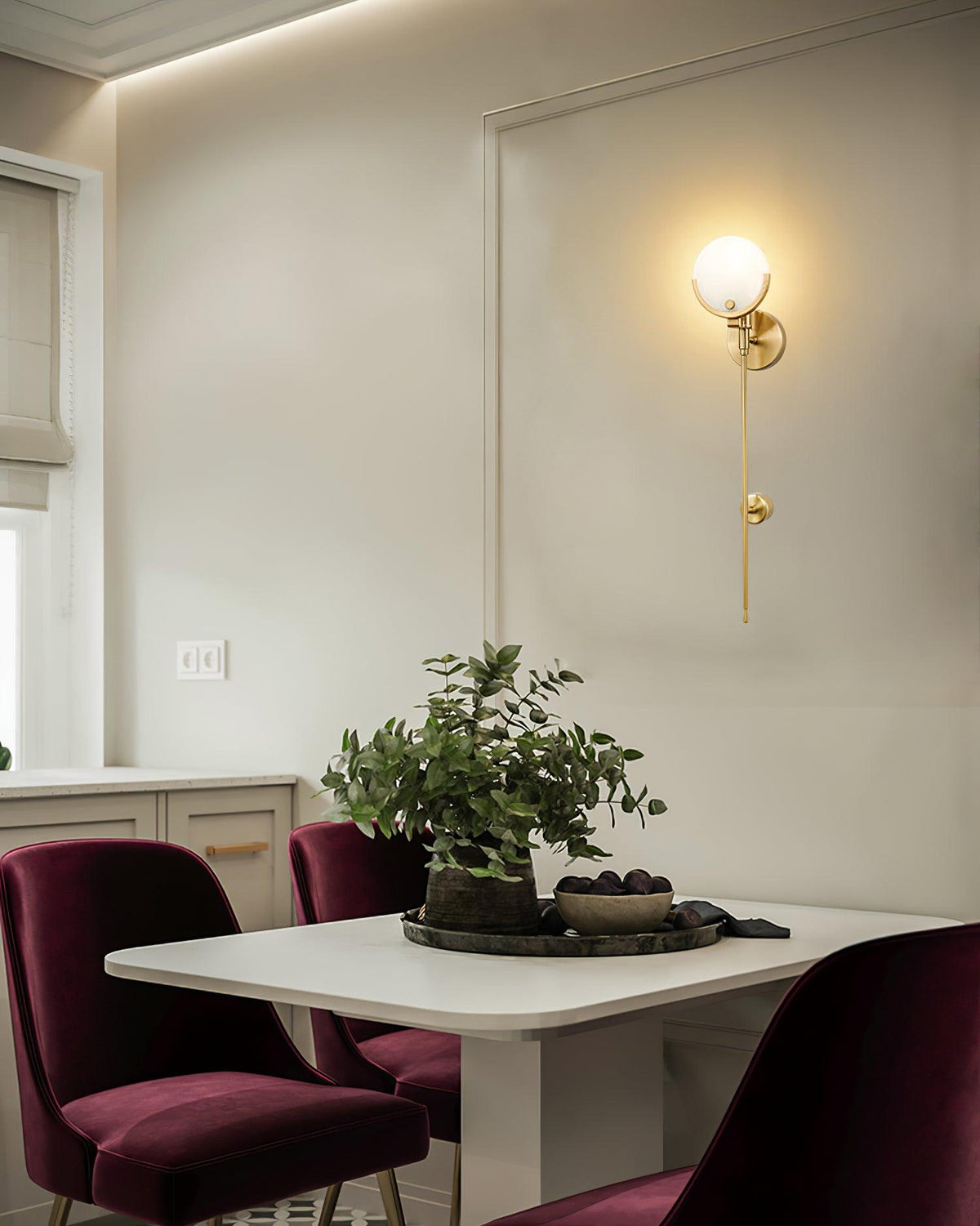 Ava Brass Alabaster Wall Light, Hardwired Wall Sconce, detail 15