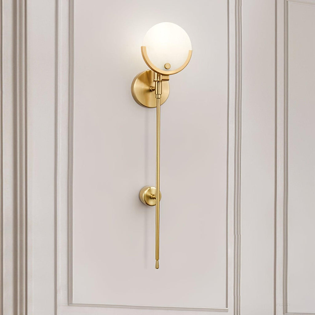 Ava Brass Alabaster Wall Light, Hardwired Wall Sconce, detail 2