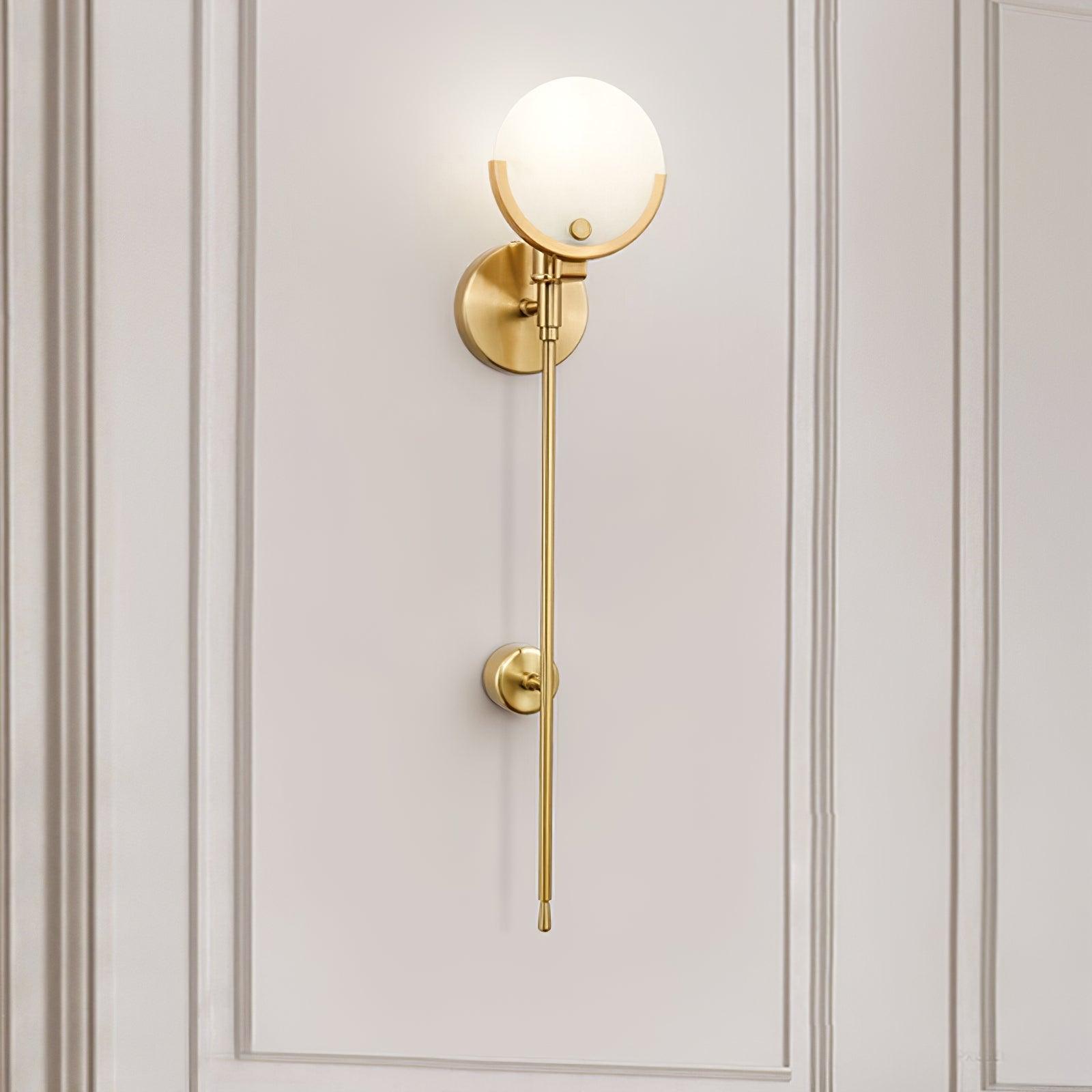 Ava Brass Alabaster Wall Light, Hardwired Wall Sconce, detail 2