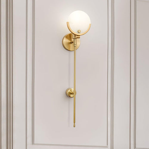 Ava Brass Alabaster Wall Light, Hardwired Wall Sconce, detail 2