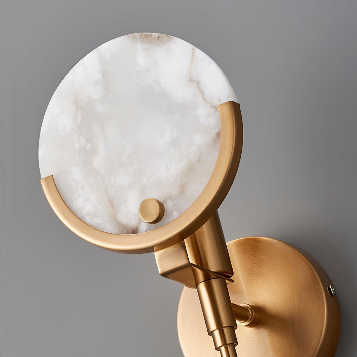 Ava Brass Alabaster Wall Light, Hardwired Wall Sconce, detail 21