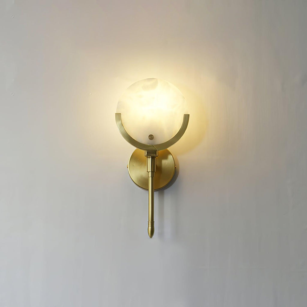 Ava Brass Alabaster Wall Light, Hardwired Wall Sconce, detail 24