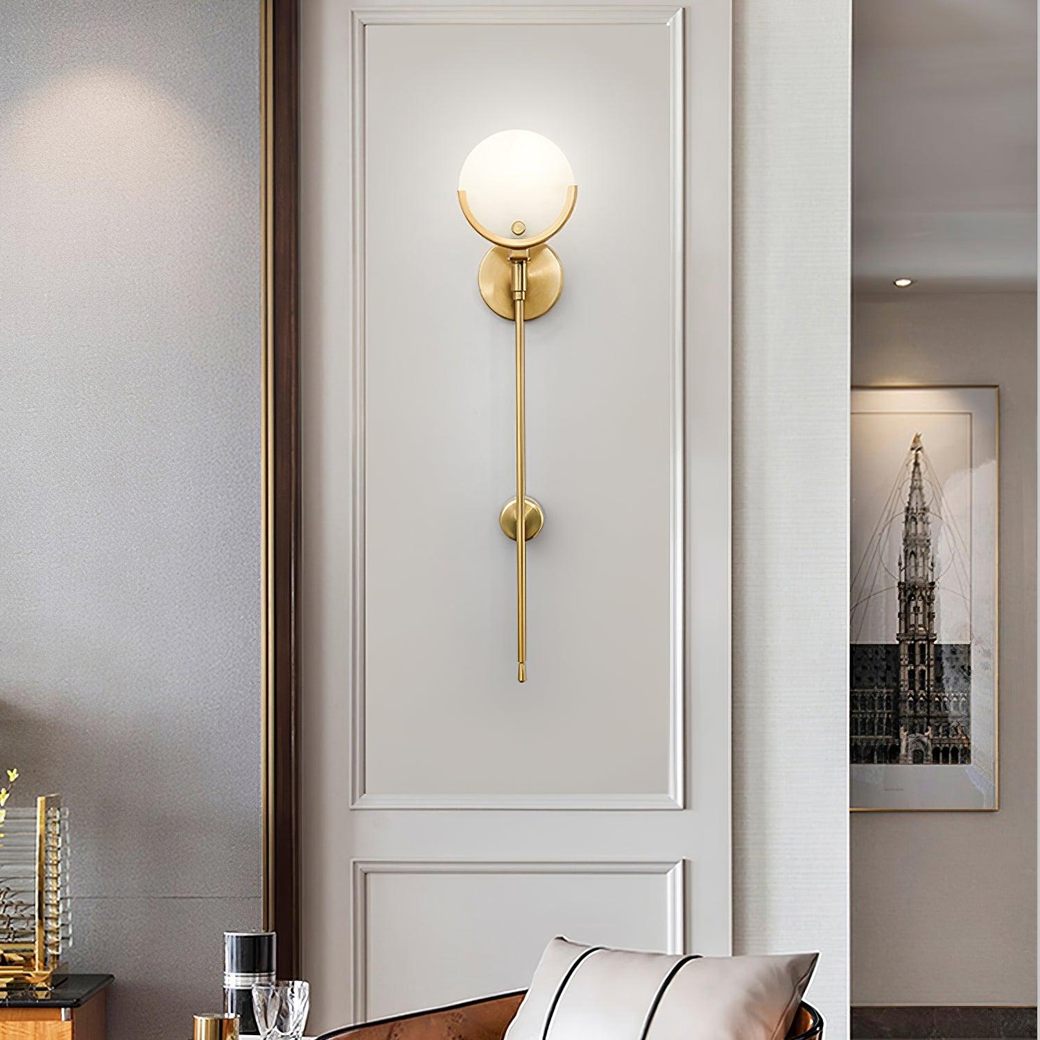 Ava Brass Alabaster Wall Light, Hardwired Wall Sconce, detail 3
