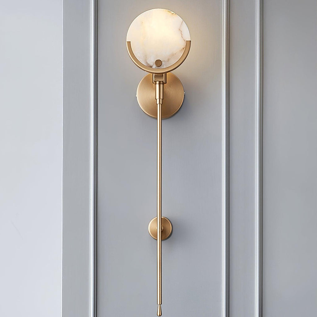 Ava Brass Alabaster Wall Light, Hardwired Wall Sconce, detail 4