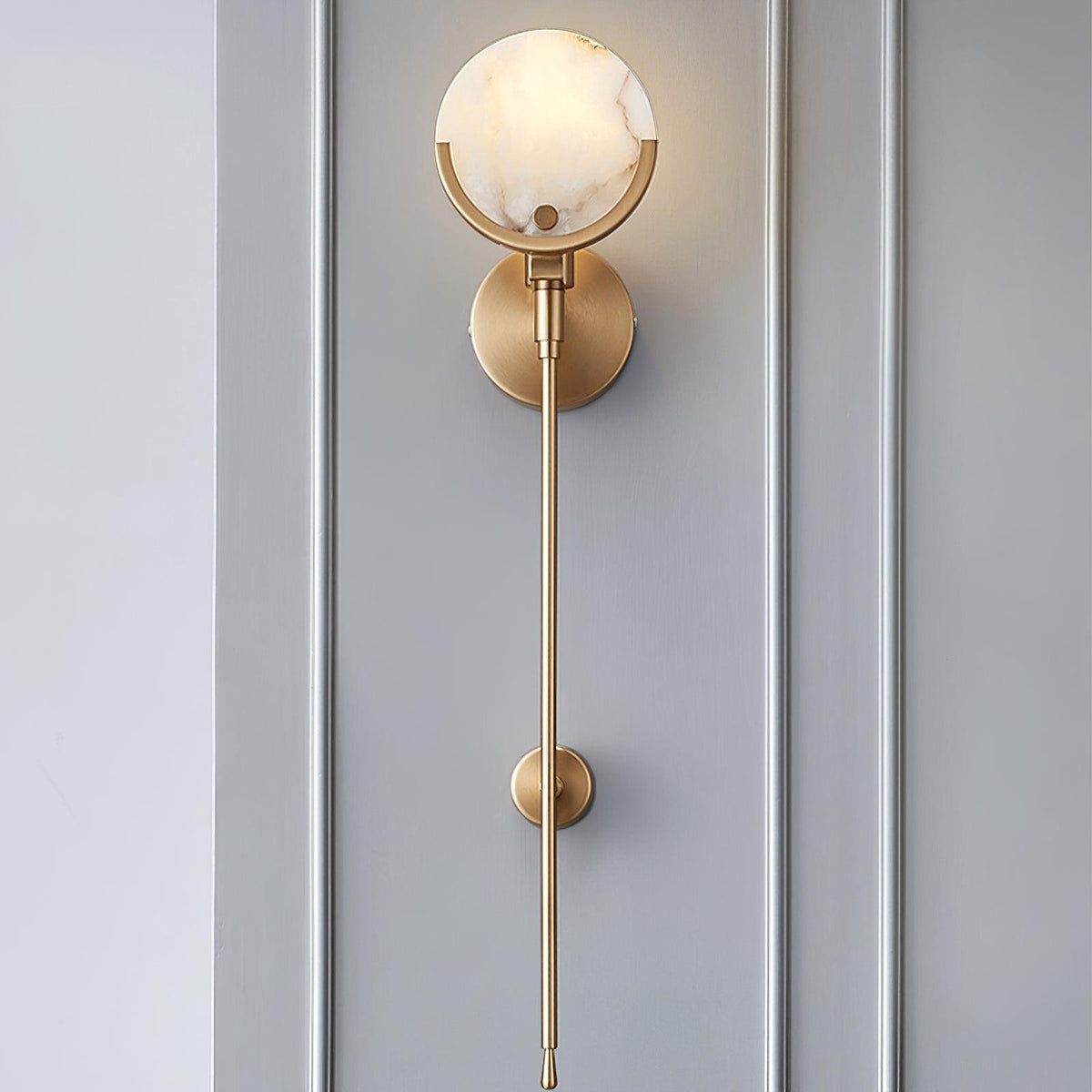 Ava Brass Alabaster Wall Light, Hardwired Wall Sconce, detail 4