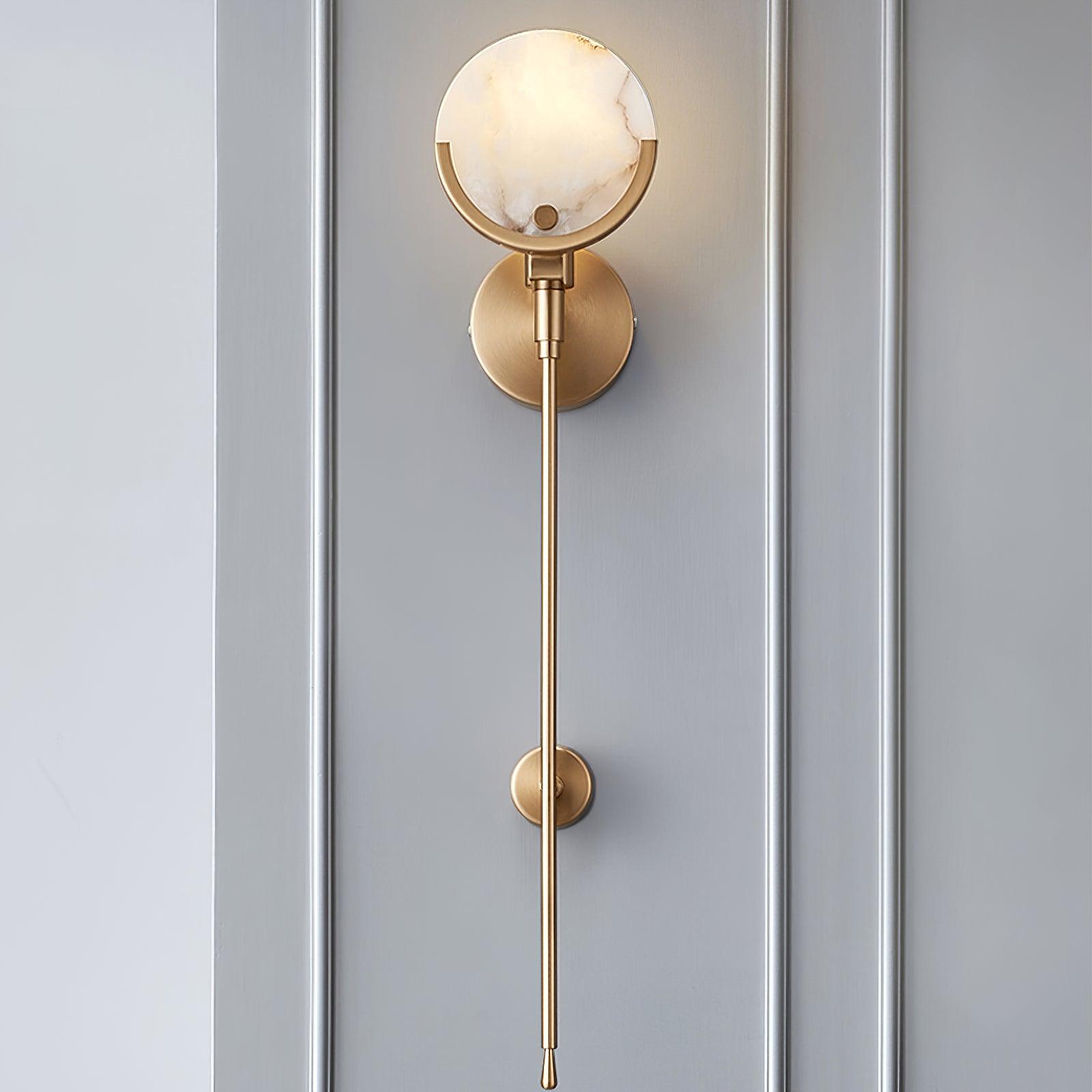 Ava Brass Alabaster Wall Light, Hardwired Wall Sconce, detail 4