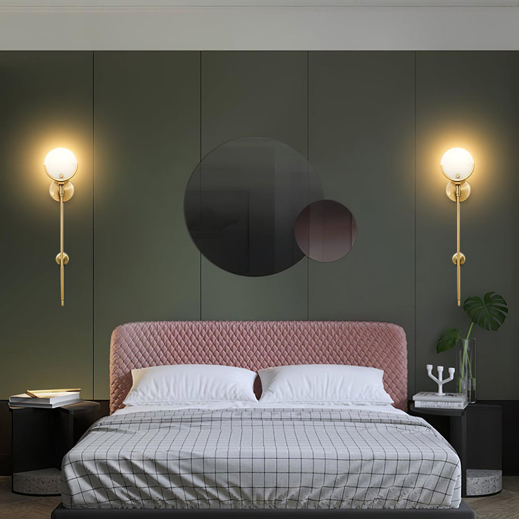 Ava Brass Alabaster Wall Light, Hardwired Wall Sconce, detail 6