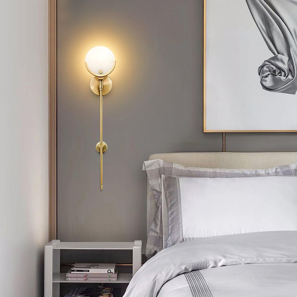 Ava Brass Alabaster Wall Light, Hardwired Wall Sconce, detail 8